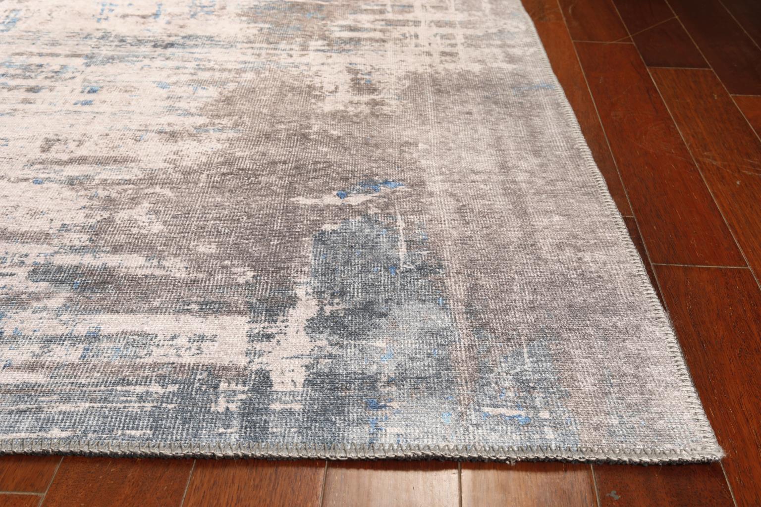 London Elements Grey/Blue Washable Rug Runner 2'6" x 7'6" by Homeportonline
