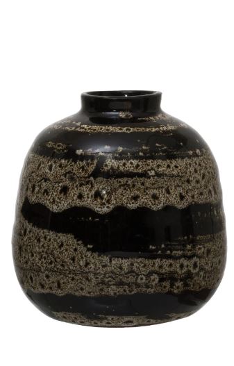 Vase Terracotta Round Reactive Glaze Brown 4.75" Round x 6" High Large by Homeportonline
