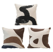 Pillow Cotton with Abstract Design White Background Black & Brown 3 Styles (Sold individually) by Homeportonline