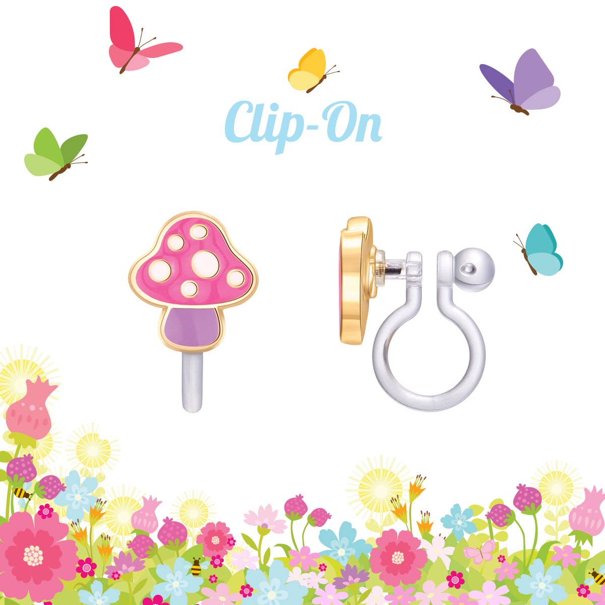 Girl Nation - CLIP ON Cutie Earrings- Mini Mushrooms by SidePony Boutique