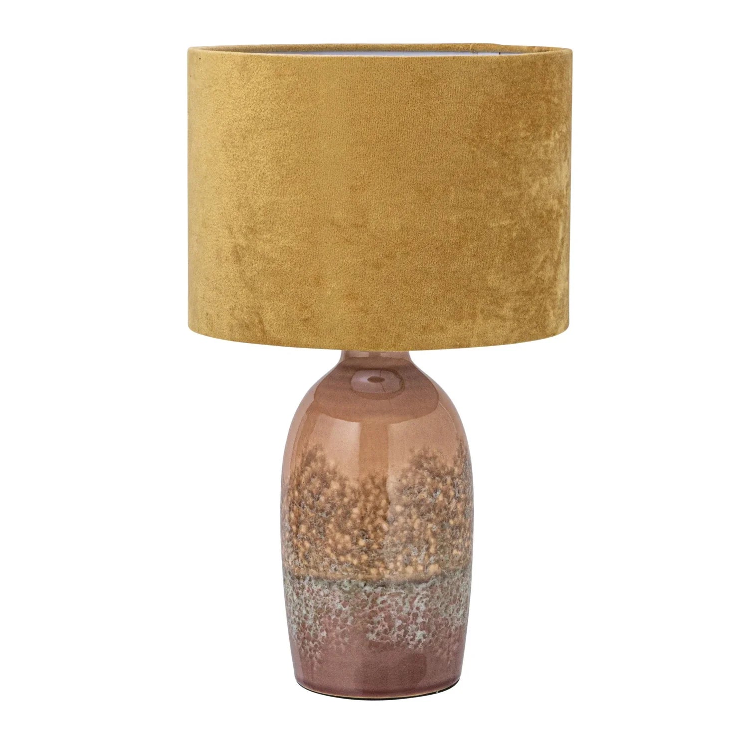 Lamp Tabletop Stoneware Reactive Glaze Velvet Shade Mauve & Mustard 16.5" High by Homeportonline