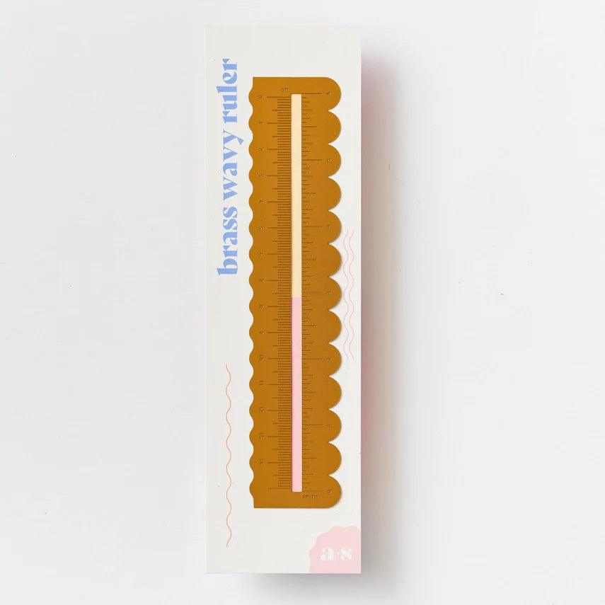 Wavy Brass Ruler - with Scalloped Borders