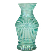 Vase Debossed Glass Teal Medium 5" High by Homeportonline