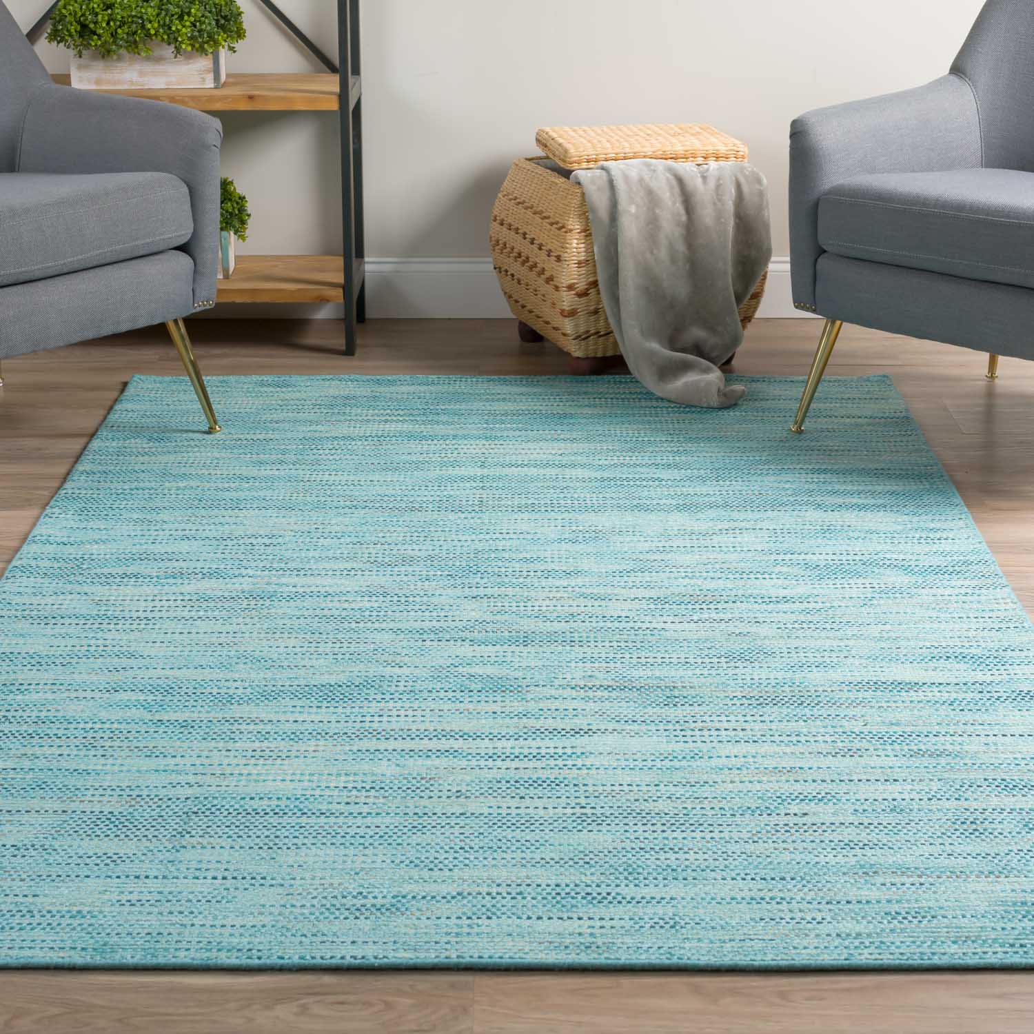 Zion Rug Teal 5' X 7'6" by Homeportonline