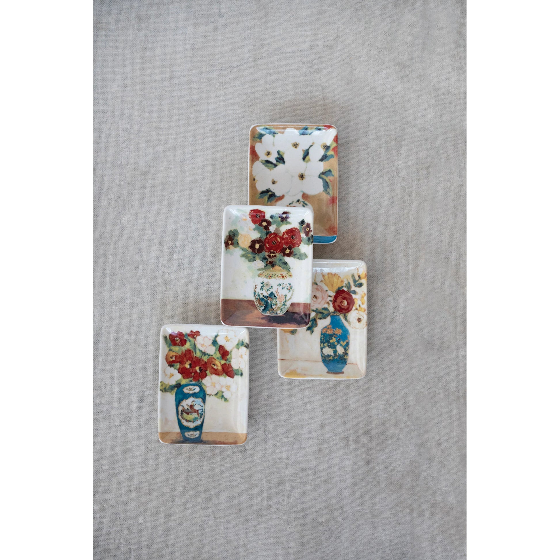 Decorative Stoneware Dish Flowers & Vase 4 Styles 3" x 4" (Sold Individually) by Homeportonline