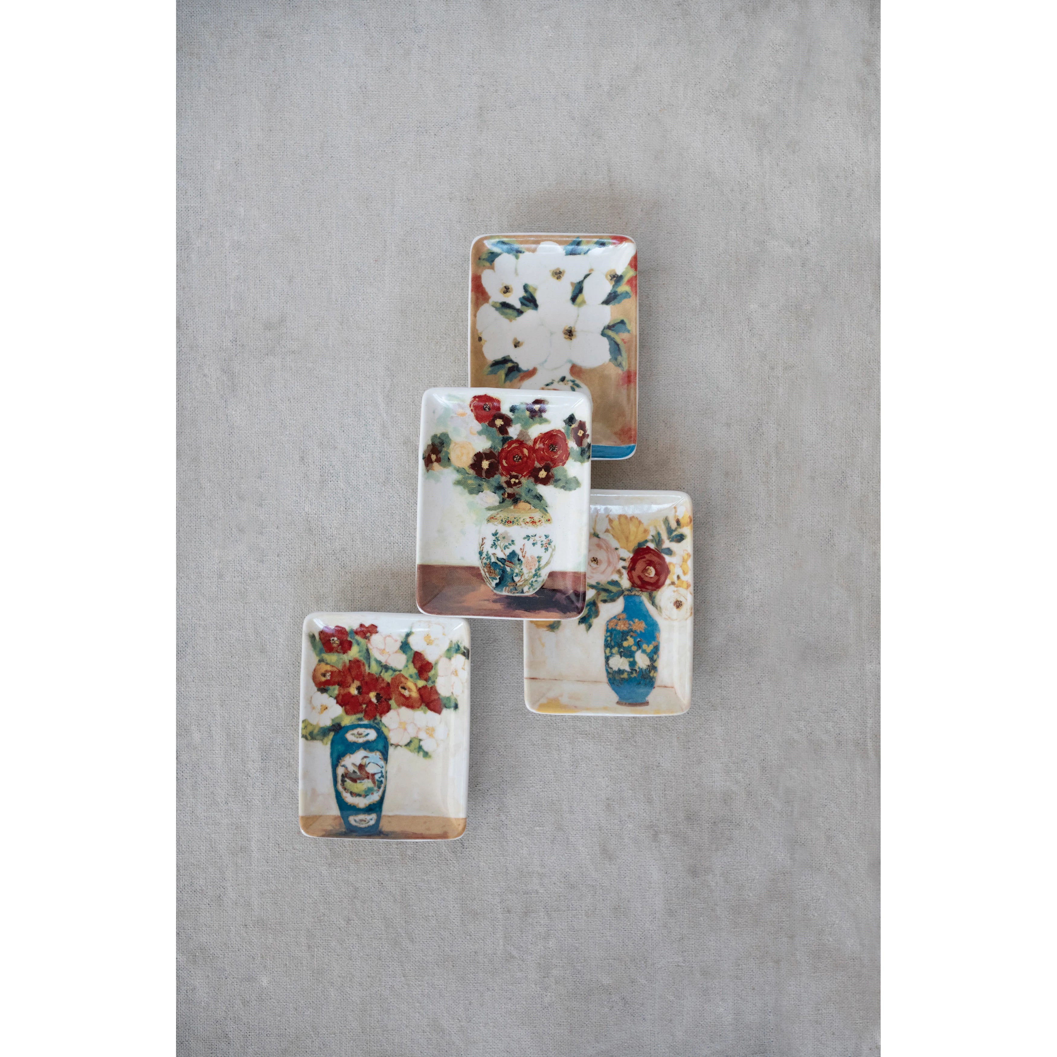 Decorative Stoneware Dish Flowers & Vase 4 Styles 3" x 4" (Sold Individually) by Homeportonline