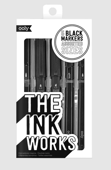 Ink Works Markers Black Set Of 5 by Homeportonline