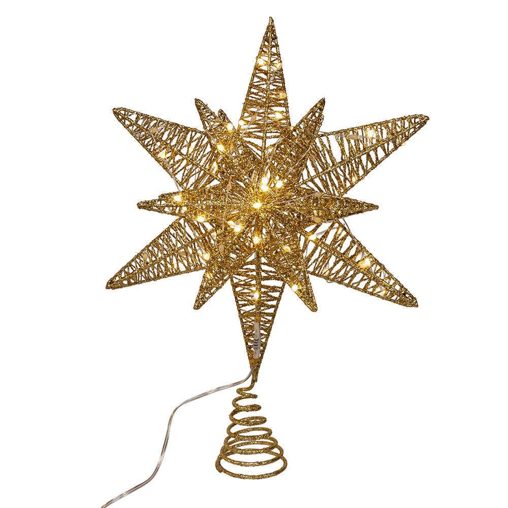 Warm White Micro LED Gold Starburst Treetop - 15 inch