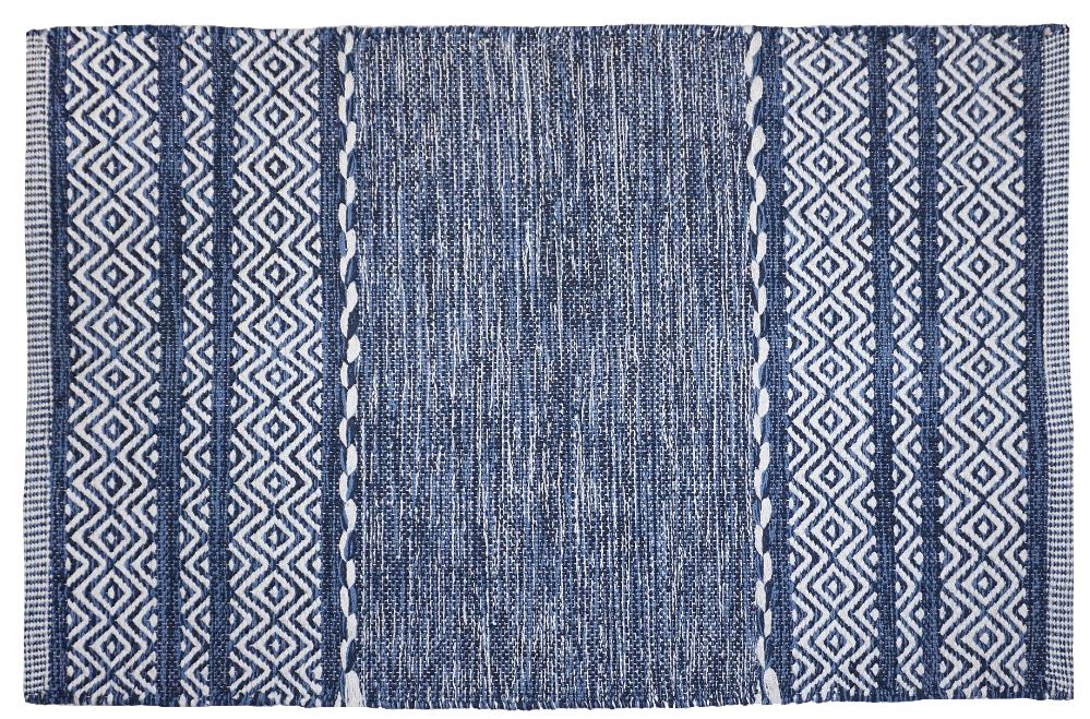 Mandy Rag Rug Cotton Blue 24" x 72" by Homeportonline