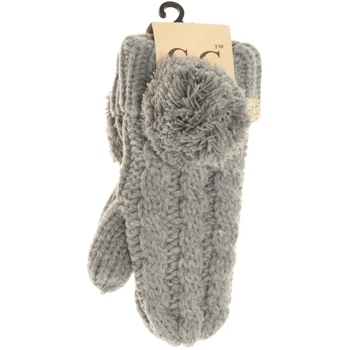 Kids Cc Solid Pom Fuzzy Lined Mittens