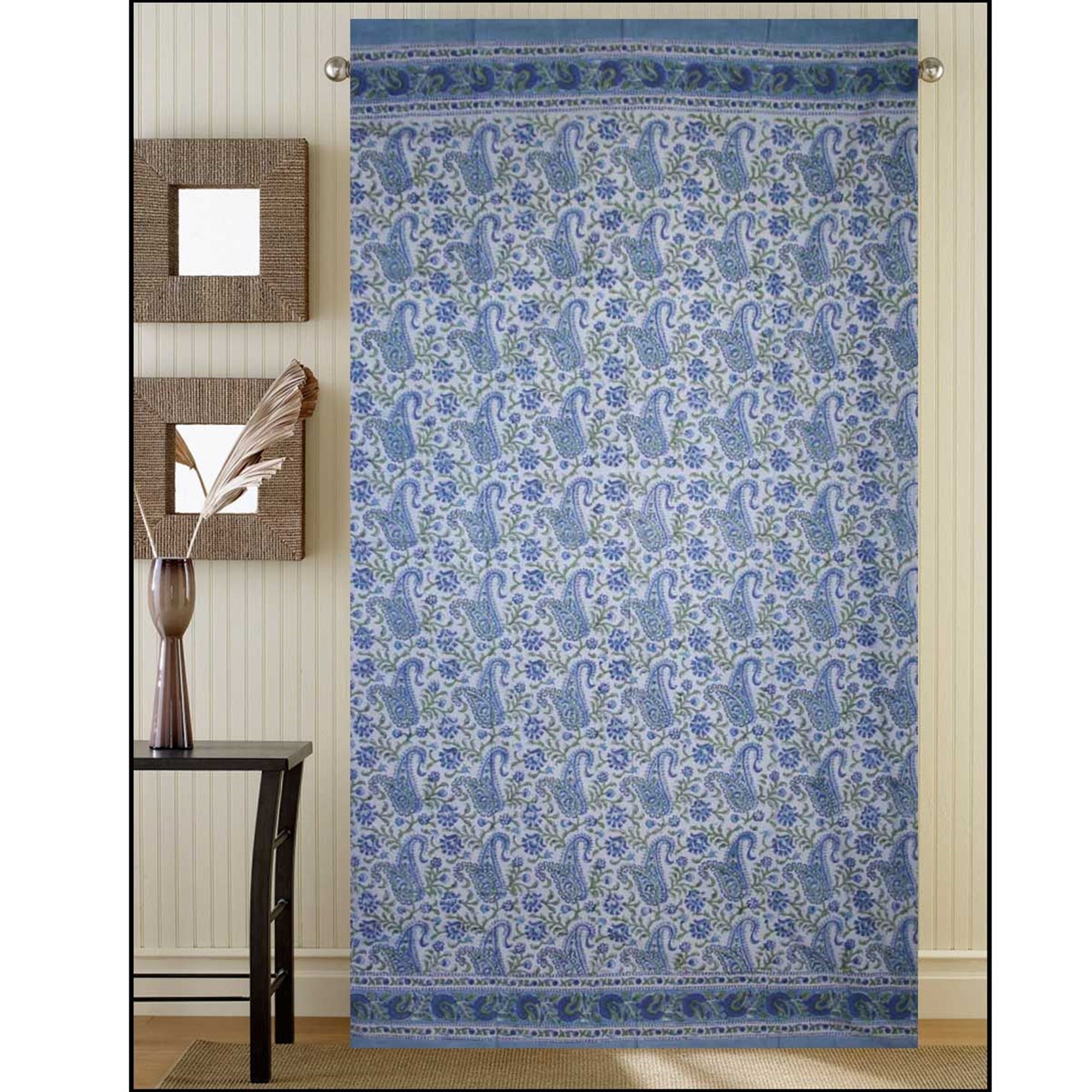 Window Panel Rajasthan Paisley Blue by Homeportonline
