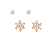 Classic Gold Snowflakes with Pearls Earrings