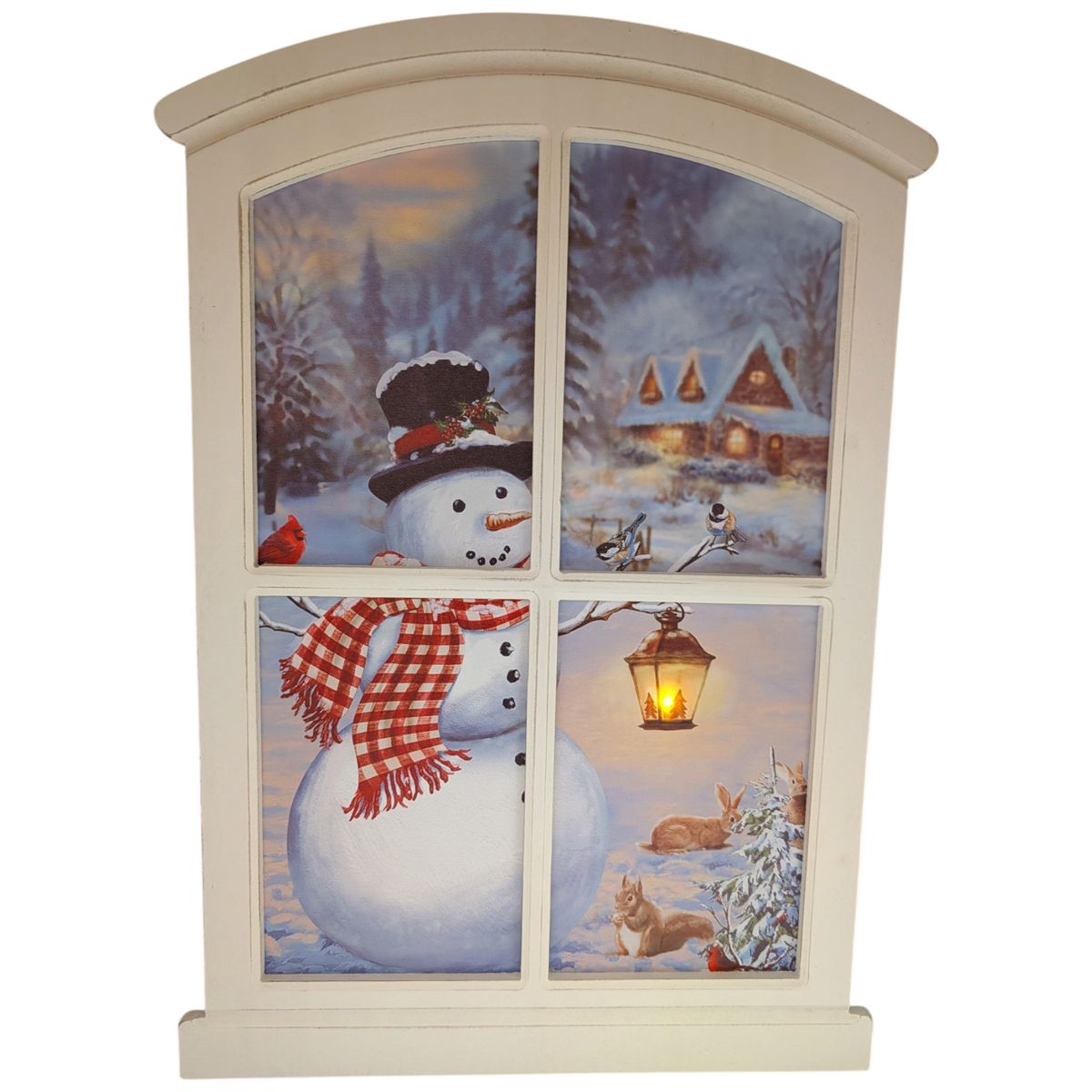 Lighted Winter Window Wall Hanging - Snowman's Forest Friends