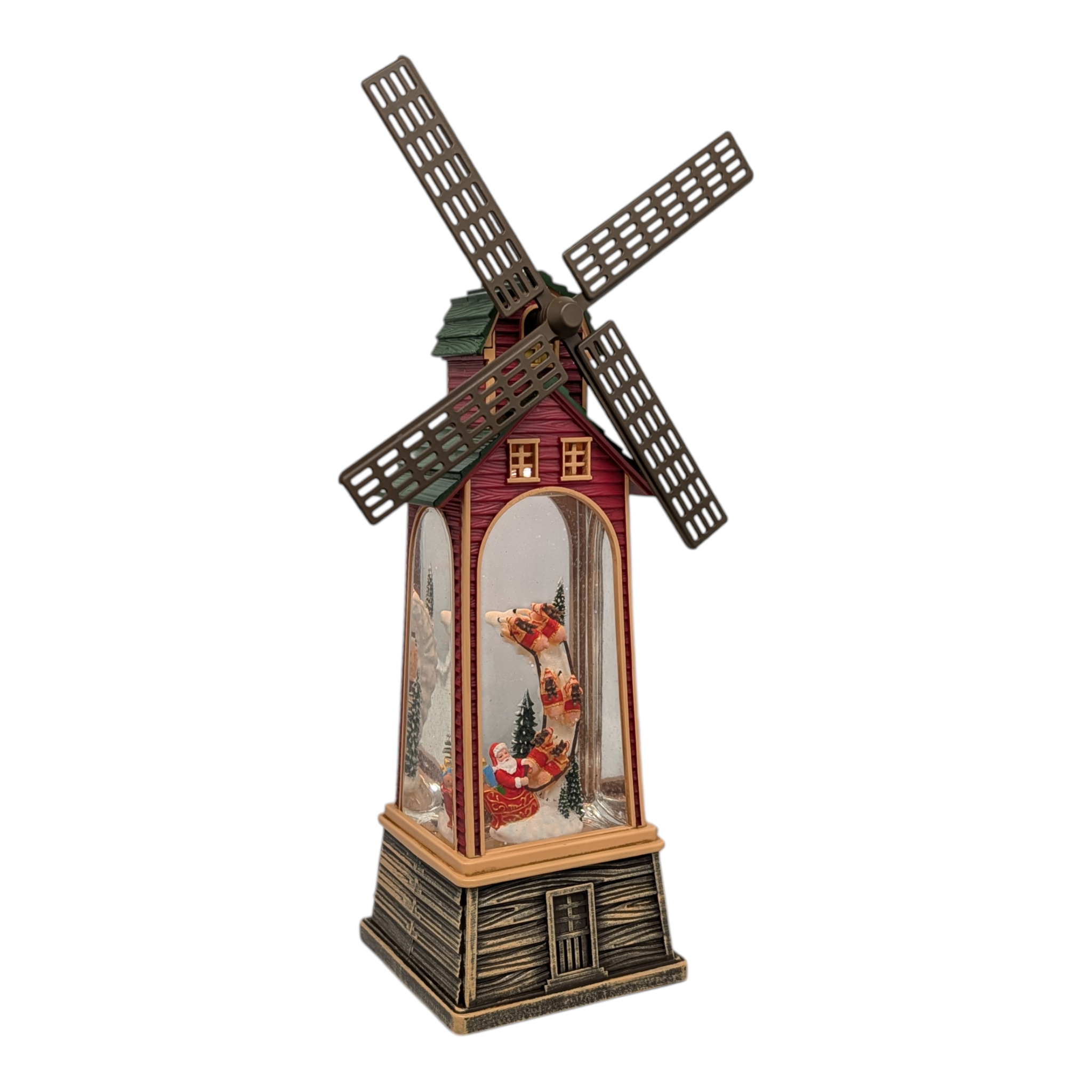 Lighted Windmill Snowglobe - Santa in his Sleigh