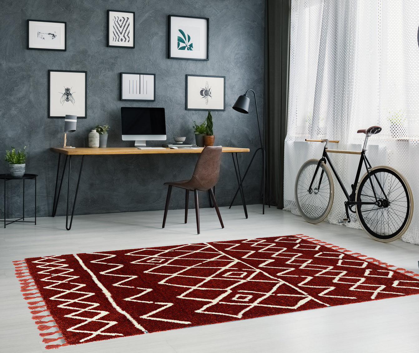 Marrakech Zag Ivory and Rust Rug 5ft x 7ft by Homeportonline