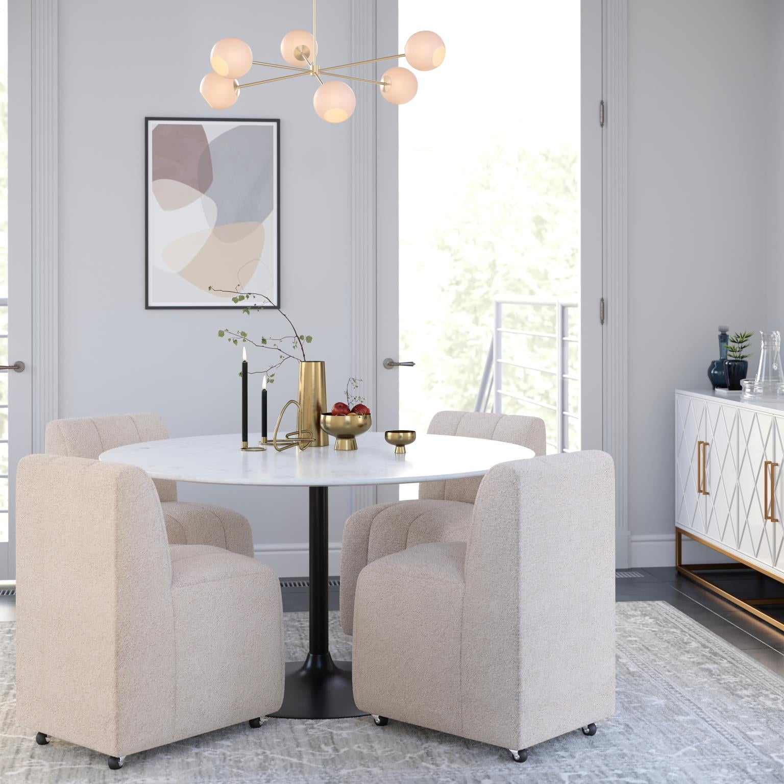 Urban Archive Rowan Marble Dining Table 42" Round by Homeportonline