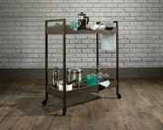 North Avenue Cart Two Shelf On Casters Smoked Oak Finish by Homeportonline