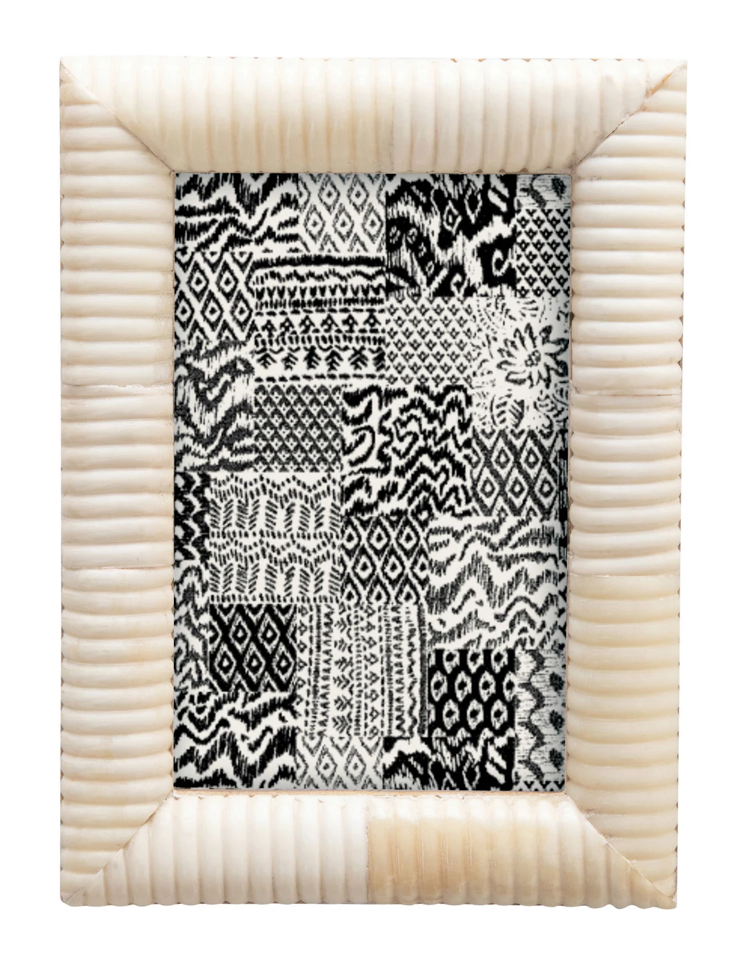 Frame Hand Carved Bone Ribbed Natural Holds 4" x 6" by Homeportonline