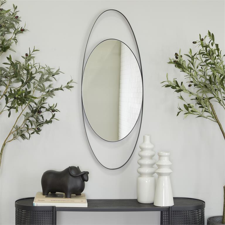 CosmoLiving Black Metal oval Wall Mirror by Homeportonline