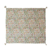 Throw Blanket Quilted Cotton Floral Kantha Stitch w/ Tassels 60 x 50 by Homeportonline