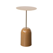 Martini Table Enameled Metal Mustard & Gold Finish 11.75" Round x 22"H by Homeportonline