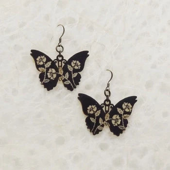 Butterfly Printed Wood Earrings