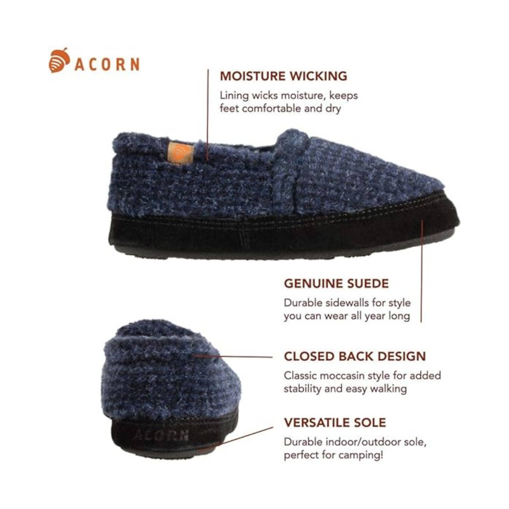 Acorn Kids' Moc Slippers - Blue Check by Lenny's Shoe & Apparel