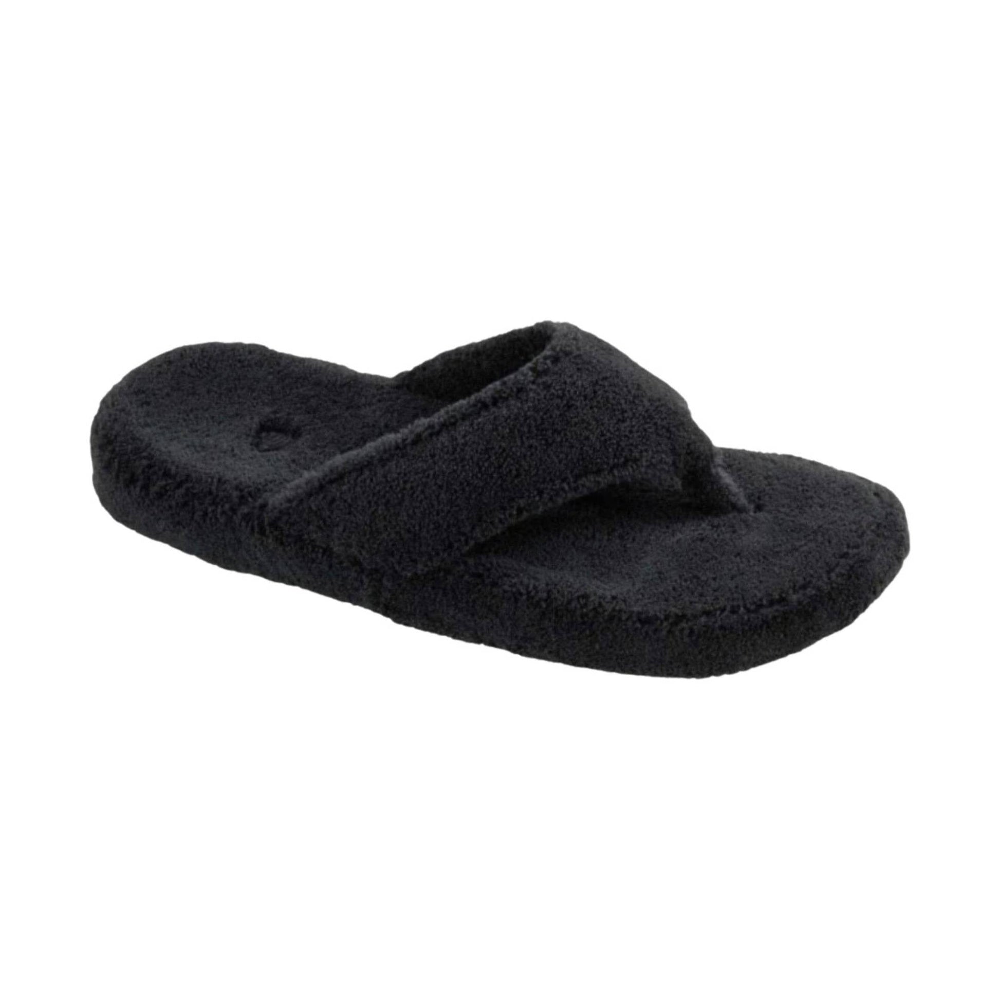 Acorn Women's Spa Thong Slipper - Black by Lenny's Shoe & Apparel