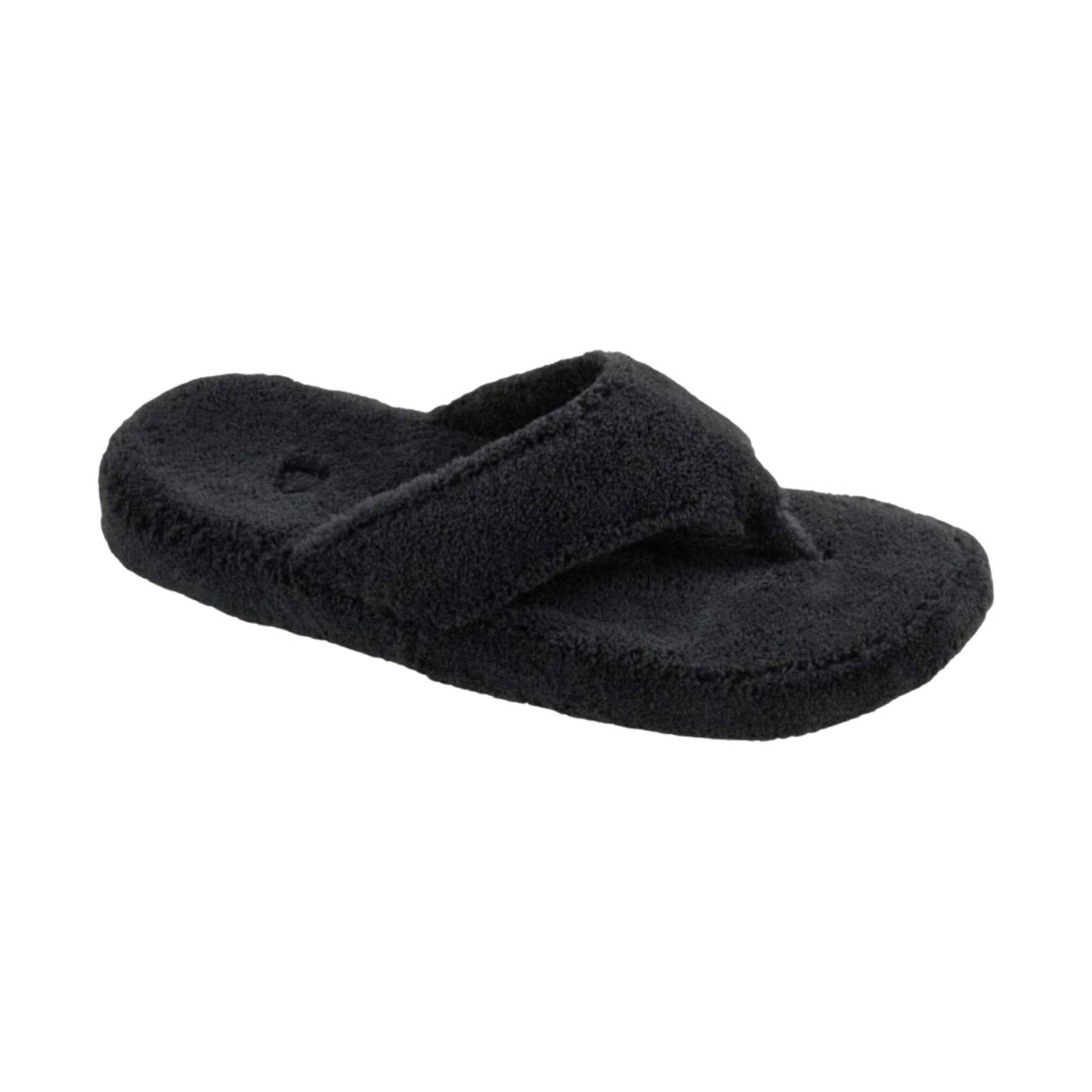 Acorn Women's Spa Thong Slipper - Black by Lenny's Shoe & Apparel