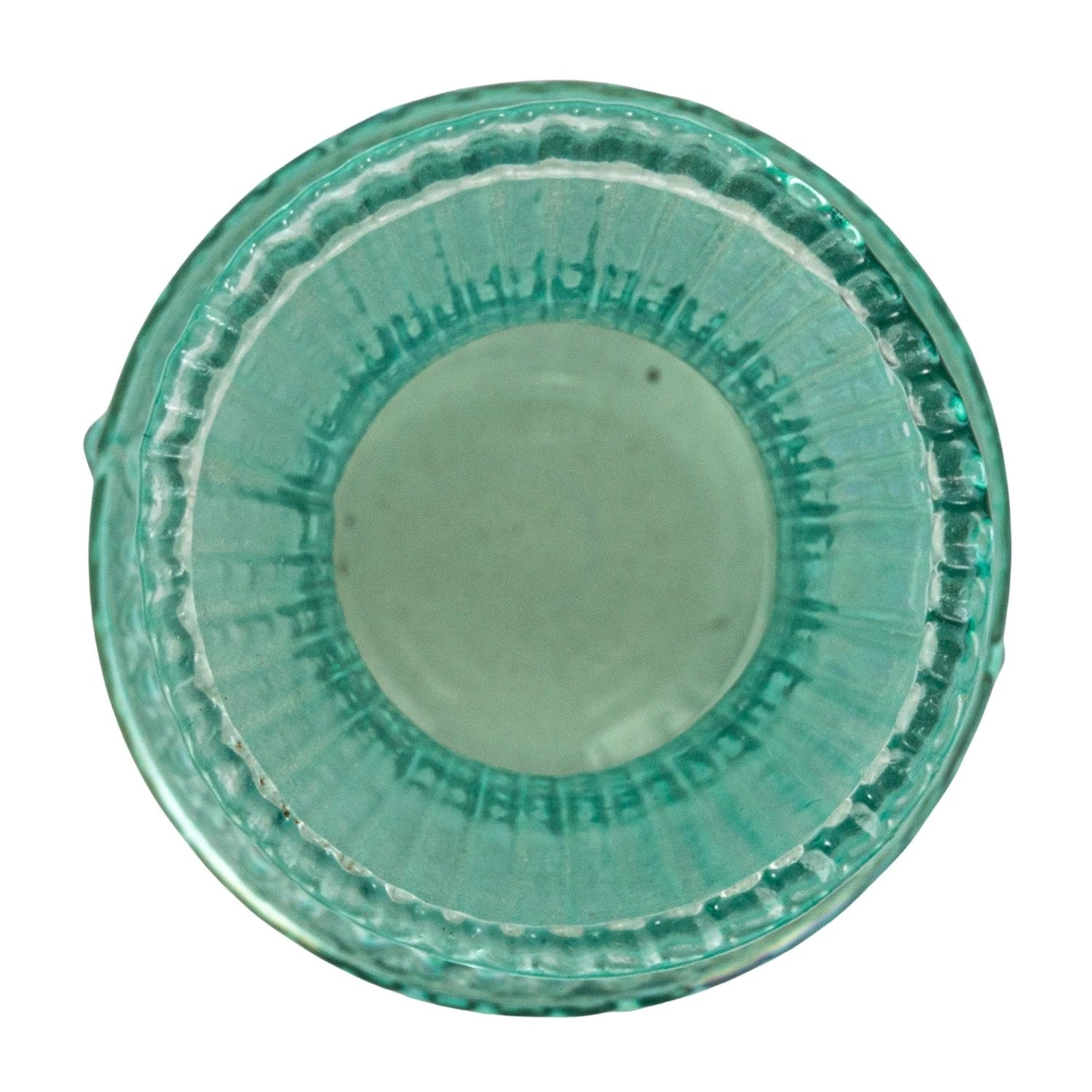 Vase Debossed Glass Teal Medium 5" High by Homeportonline