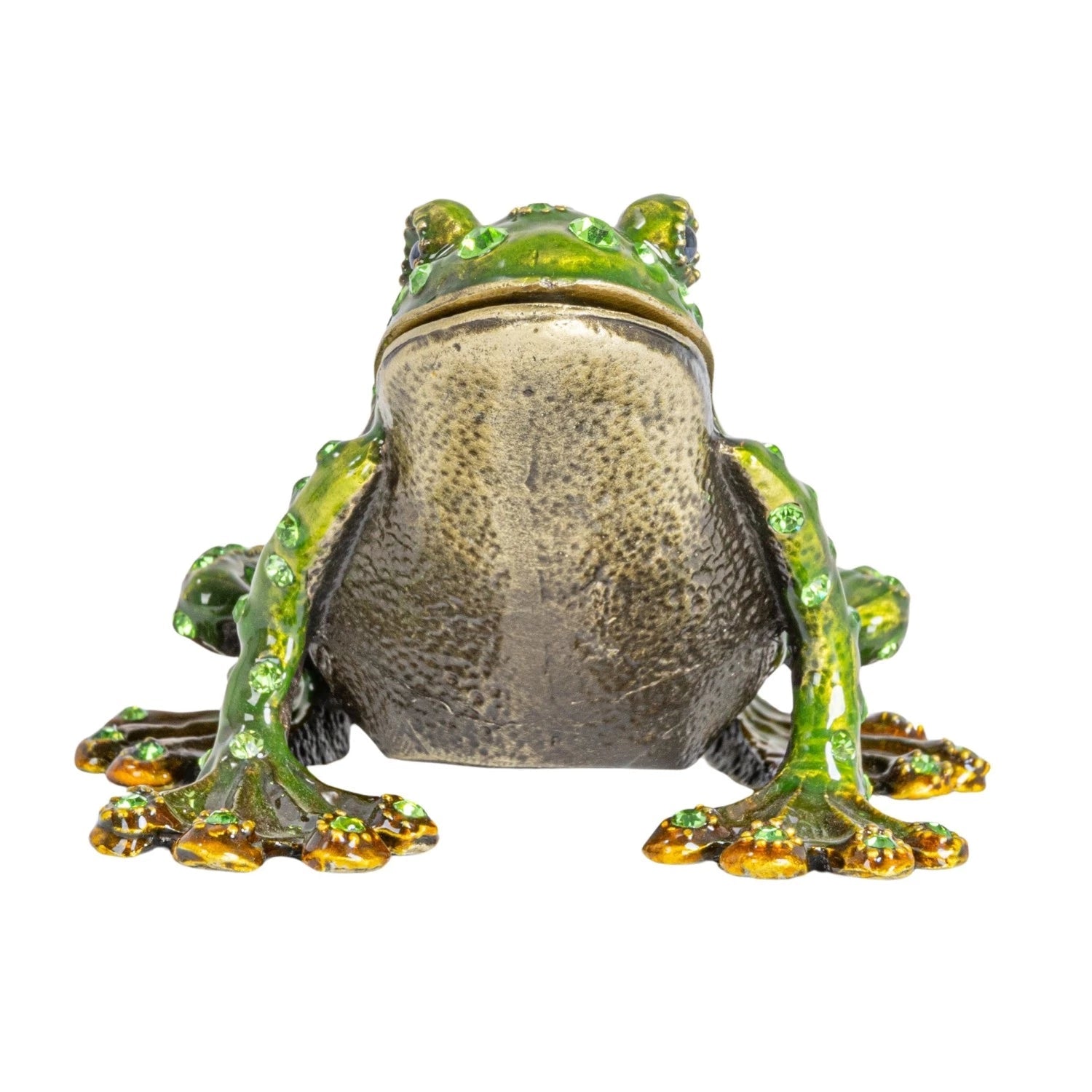 Trinket Box Enameled Metal Frog 3"l x 2.25"h by Homeportonline