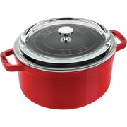Cookware - Staub Cocotte w/ Glass Lid 4qt Cherry Red by Homeportonline
