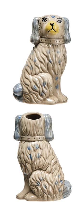 Vase Stoneware Vintage Reproduction Dog Grey 8"h (Sold Individually) by Homeportonline