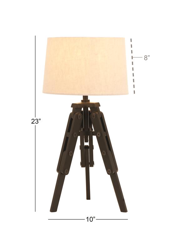 Industrial Style Black Pine Wood Tripod Table Lamp by Homeportonline