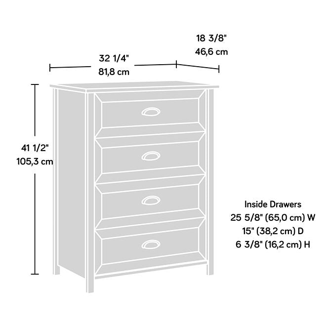 White Bedroom Chest 4 Drawer Soft White Finish County Line by Homeportonline