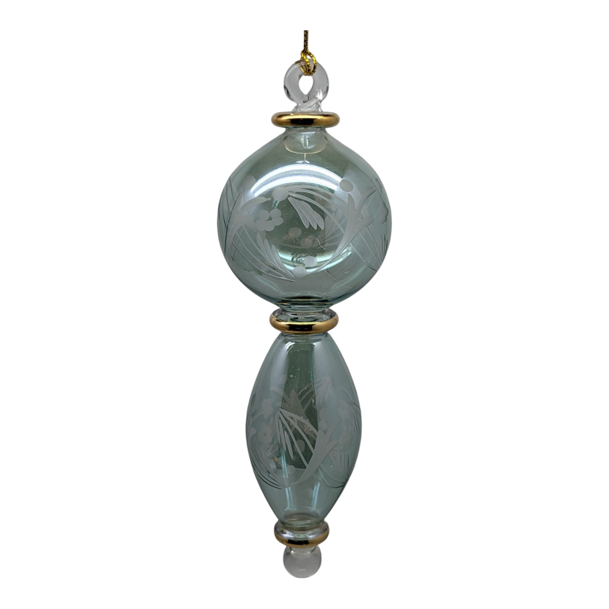 Sage Green Stacked Sphere Ornament with Etched Design