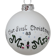 Christmas Keepsake Glass Ornament - First Christmas as Mr and Mrs