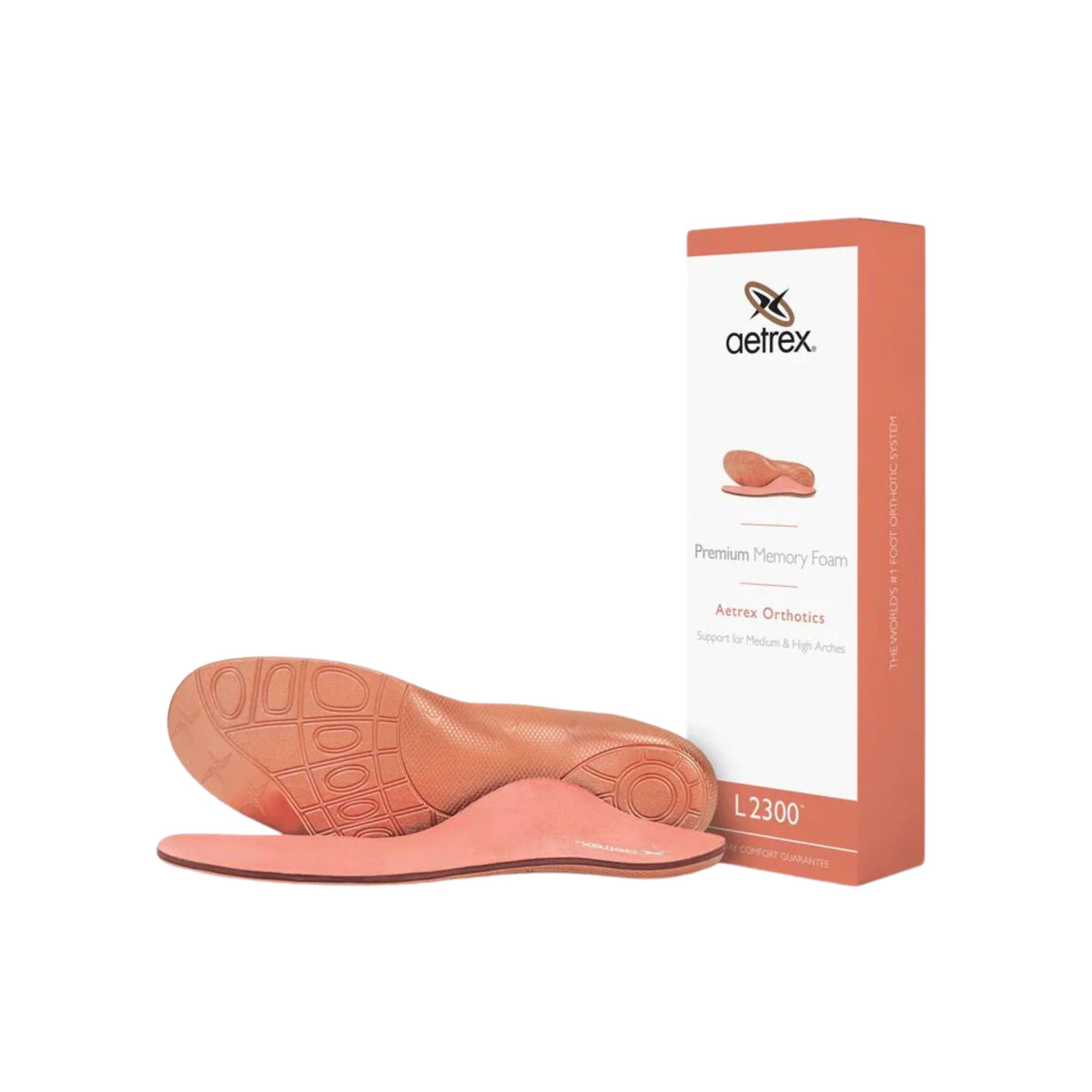 Aetrex Women's Premium Memory Foam Medium to High Arch Orthotics - Peach by Lenny's Shoe & Apparel