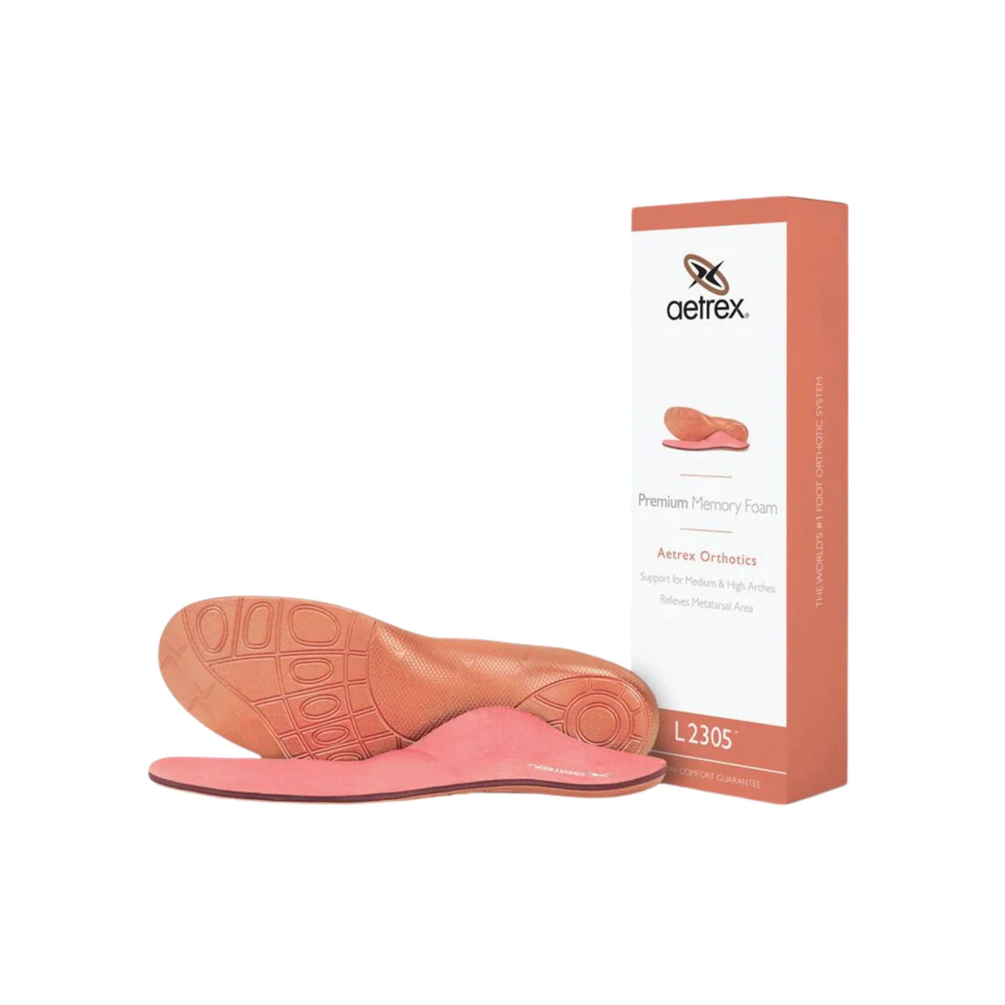 Aetrex Women's Premium Memory Foam Medium to High Arch With Metatarsal Support Orthotics - Peach by Lenny's Shoe & Apparel