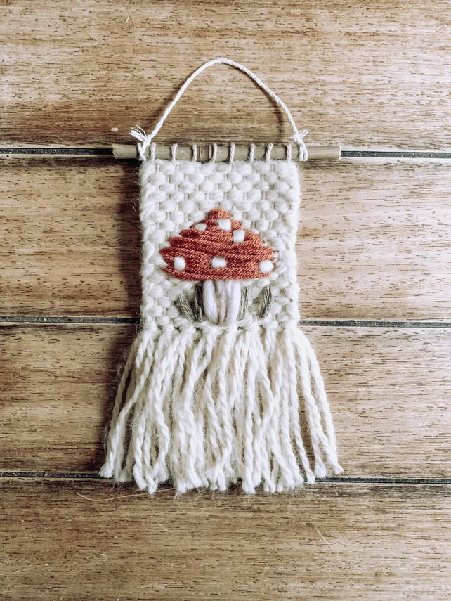 Mini Macrame Woven Wall Hanging - Boho Mushroom Design