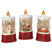 Christmas B/O Lighted Spinning Water Globe Candle