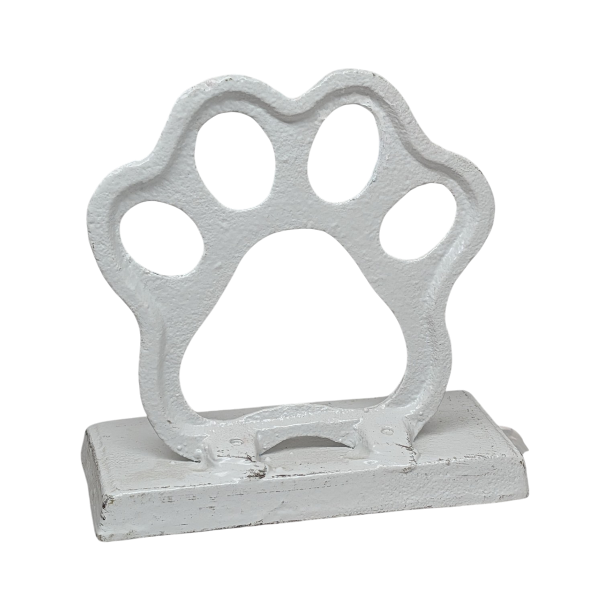 Cast Iron Paw Print Stocking Holder - White