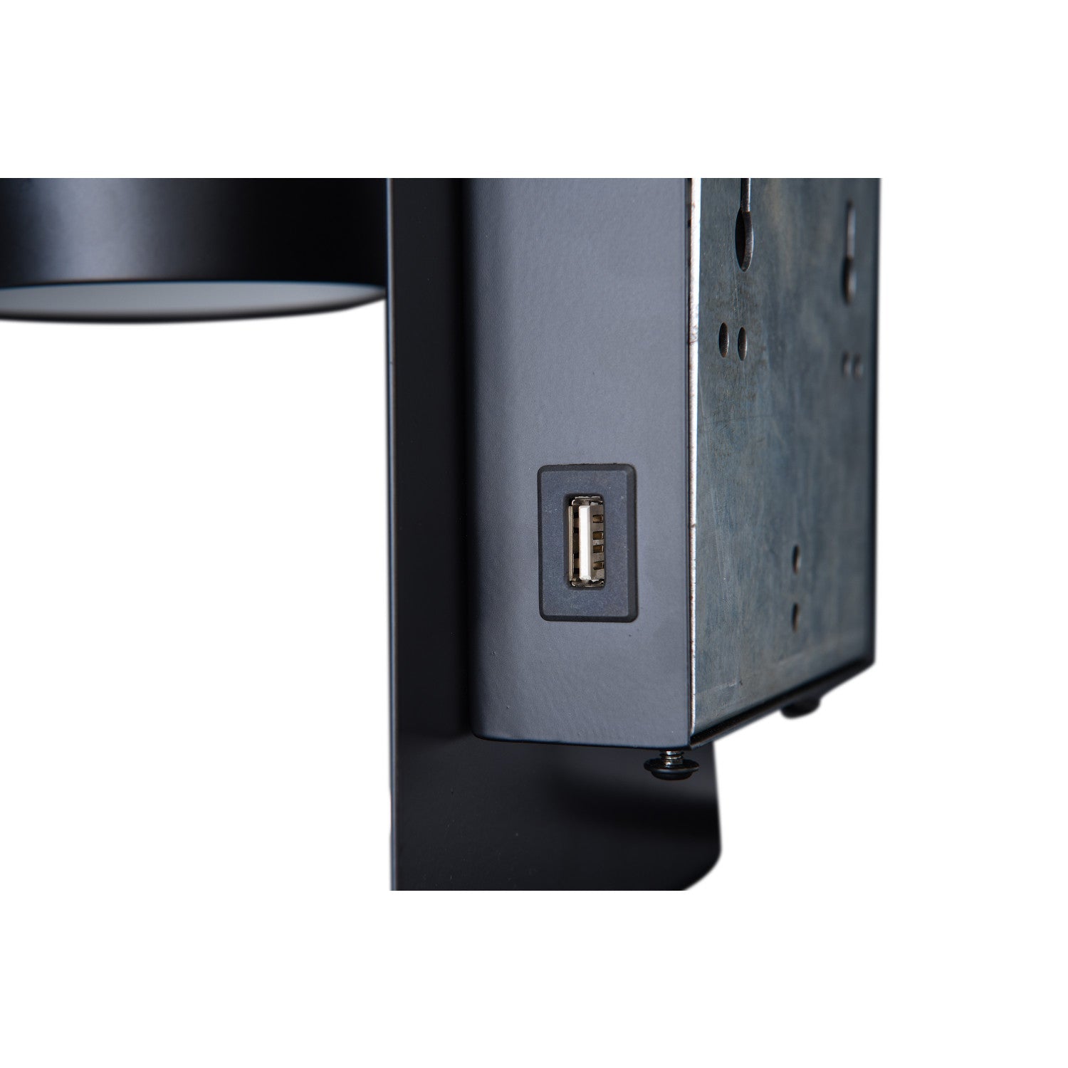 Lamp Wall Sconce With Shelf and USB Port Black Metal by Homeportonline