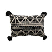 Pillow Lumbar Black and Beige with Tassels by Homeportonline
