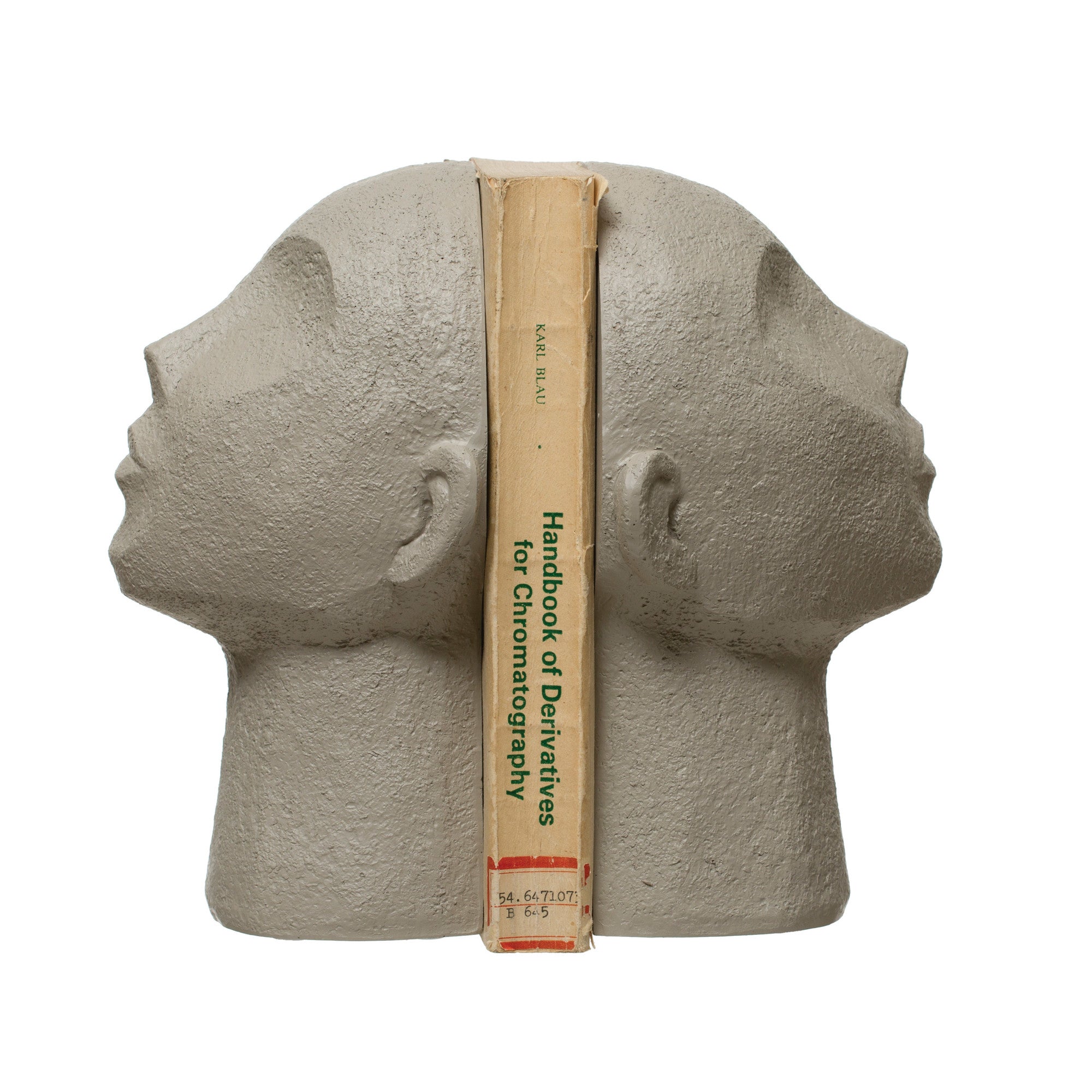 Bookend Resin Face Grey 2 Piece Set by Homeportonline