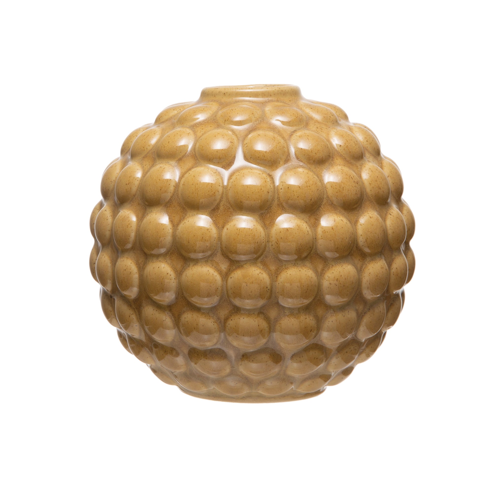 Vase Stoneware Embossed Round Cream by Homeportonline