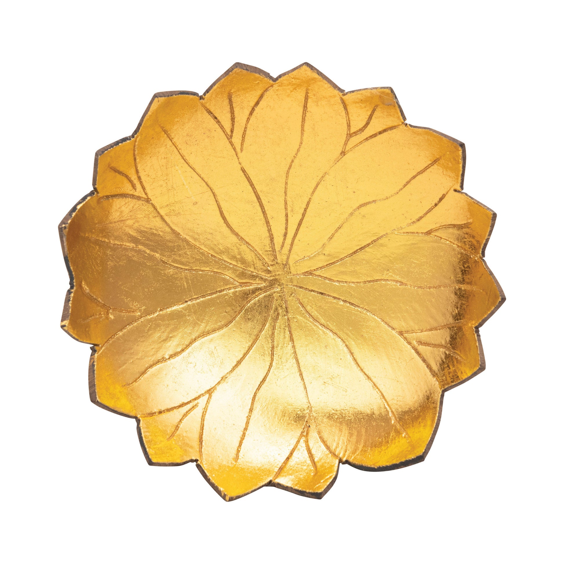 Decorative Bowl Coconut Shell Lotus Shape Gold Finish 5.5" Diameter by Homeportonline