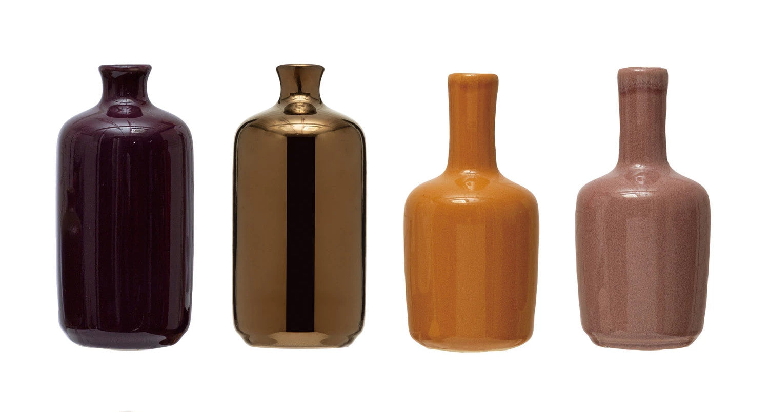 Vase Stoneware Golds, Green, & Rust Large (Sold Individually) by Homeportonline