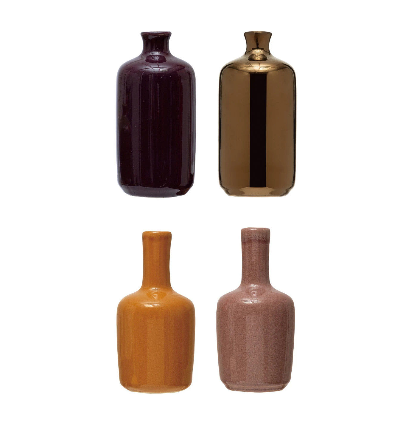 Vase Stoneware Golds, Green, & Rust Large (Sold Individually) by Homeportonline