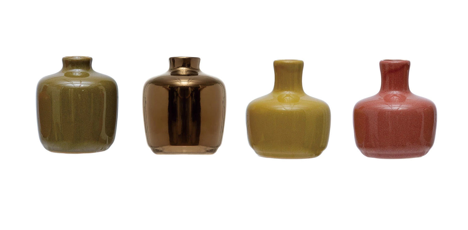 Vase Stoneware Golds, Green, & Rust Small Reactive Glaze (Sold Individually) by Homeportonline